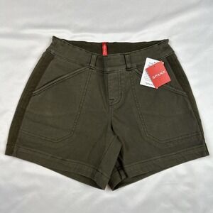 NWT Spanx Stretch Twill 4" Shorts Womens Size XS Green Utility Gorpcore Hiking